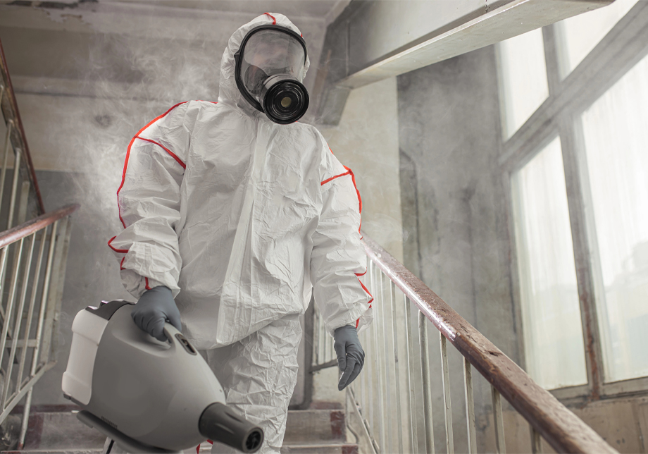 Biohazard Technician Performing Hantavirus Disinfection in Las Vegas, NV